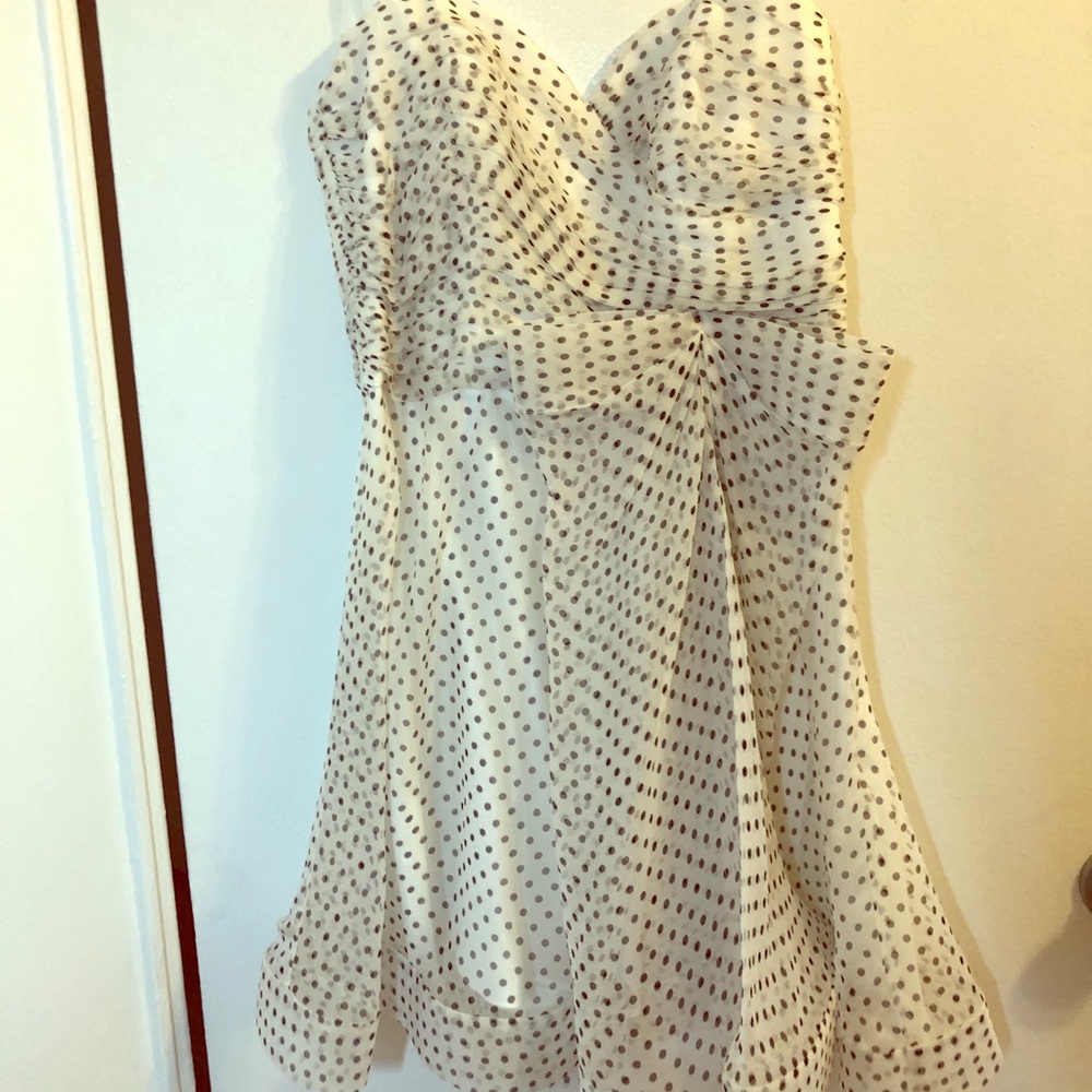 Strapless White Polkadot Dress